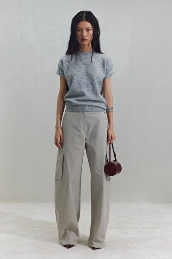 Suud Collection Gray Robe Short Sleeve Sweater