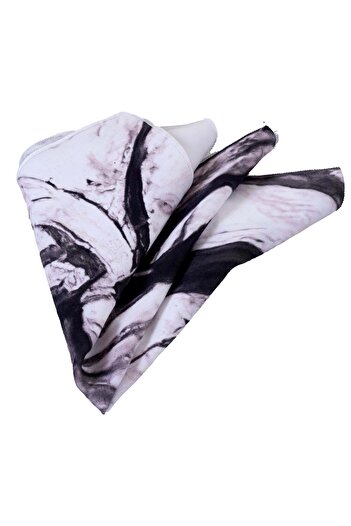 Exve Exclusive Black and White Abstract Digital Printed Lycra Cotton Collar Handkerchief