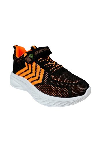 Liger Children's Braided Lace-Up Velcro Sneakers Black - Orange