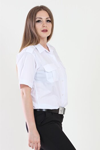 ModaCanel Women's Safety Apaç Collar White Shirt