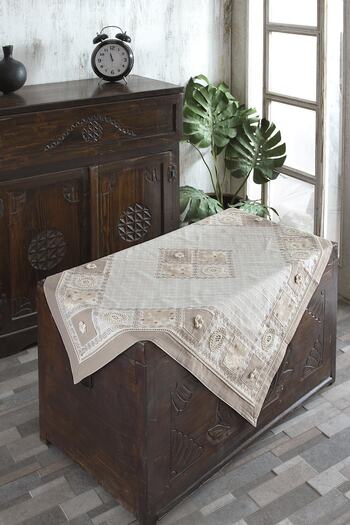 ÖDEL HOME Buldan Fabric Bordered Patched Embroidered Table Cloth