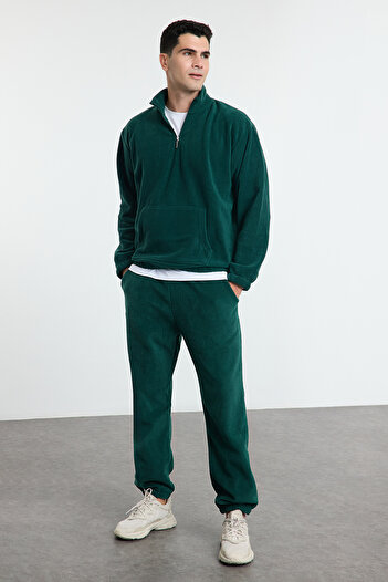 Trendyol Collection Πράσινο Oversize/Wide Cut Basic Σετ φόρμας Fleece κατά της διάτρησης TMNAW25EM00002