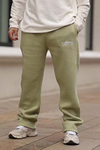 MADZEYMODA Ανδρικό φαρδύ φαρδύ παντελόνι 3 νημάτων Raster Green Premium Sweat Mz9070