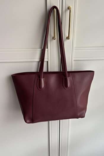 LEONAS Basic Zippered Women's Shoulder Bag Aytek Claret Red