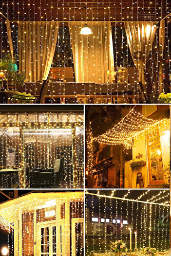 SULED Perde Led Işık 3x2 Metre 220v Fişli Iç Ve Dış Mekan Ortam Ambiyans Süs Ve Dekor Led Işık