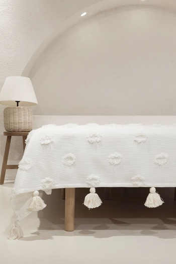 Koza Home Wanda Krem Çift Kişilik Kenar Püsküllü Pike 220x240 5025