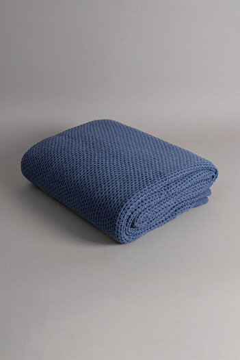 Koza Home Miel Indigo Edge Double Blanket with Pompom 200x220 37115