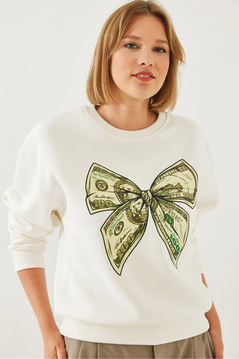 Bianco Lucci Women's Butterfly Printed Sweatshirt Mbhs018 60601018