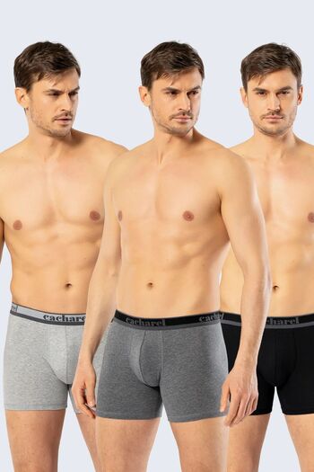 Cacharel 1338 Ανδρικά 3 τεμάχια Lycra Long Leg Boxer-Μαύρο&Ανθρακί&Γκρι