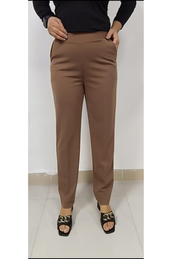 AKŞEN GİYİM Plus Size - Lycra Transverse Scuba Crepe Pants, Classic Fit and Two Pockets