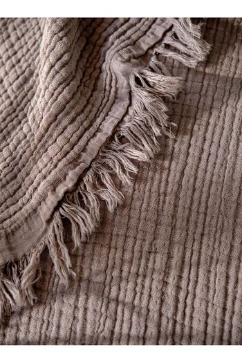 OTEXSA 4 Layer Muslin Bedspread - Milky Brown, Pike (200X220Cm)