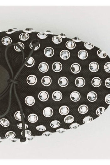 MANGO Woman Spiked Mesh Ballerinas