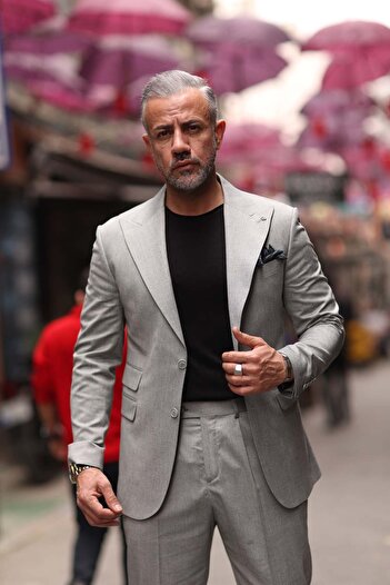 Fc Plus Geniş Yaka Pantolonu Pileli Takım Elbise Slim Fit