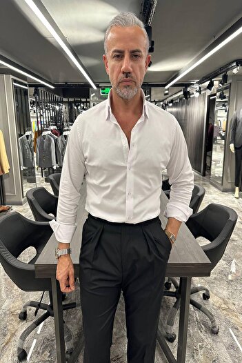 Fc Plus İTALYAN YAKA DUBLE MANŞET BEYAZ GÖMLEK