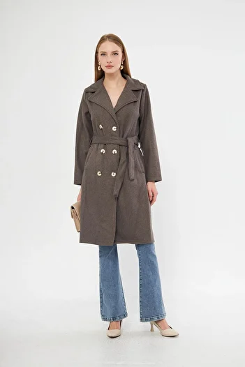 Irmak Kerekli Women's Smoked Waist Belted Cashmere Coat K1141