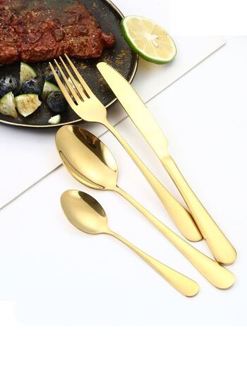 Chavin Gold Dinner Set for 6 People - 24 Pieces Steel Cin736sr