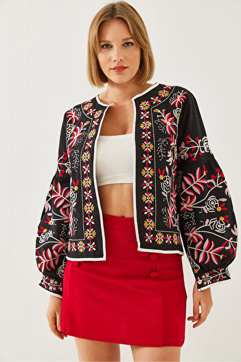 Bianco Lucci Women's Ethnic Embroidered Long Sleeve Shirt 60251087