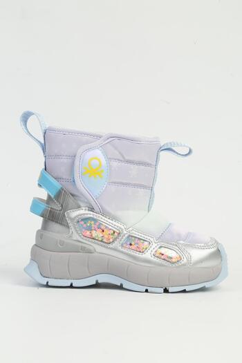 Benetton Gray and Silver Lilac Children's Boots - Imported Bni-11079