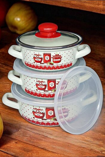 Protocol London 3-Piece Enamel Storage Container 14/16/18 cm - Whether You Cook or Store