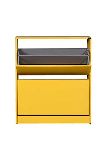 Adore Mobilya Flat Duo 2 Katlı Geniş Ayakkabılık Dolabı - Hardal