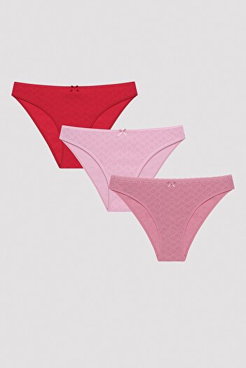 Penti Chiloți slip multicolori din 3 piese Heart