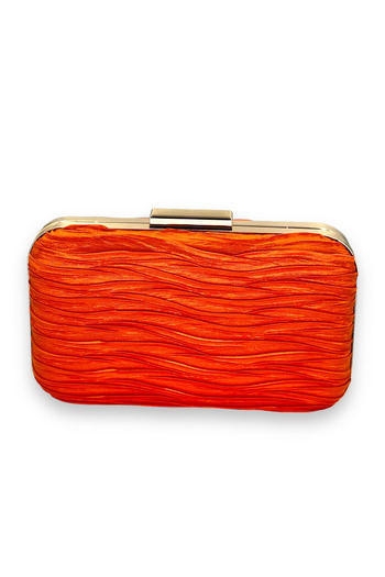 Wedding Fashion Satin Evening Dress - Orange Pleated, Metal Handle, Handle Wedding and Engagement Bag, for Graduation