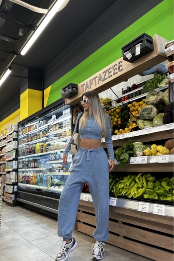 Eka Set pantaloni Shalwar albaștri de damă 1007-4724