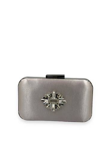 MidStore Mink Color Satin Silver Case Silver Stone Evening Bag Evening Bag Wedding Engagement Portfolio