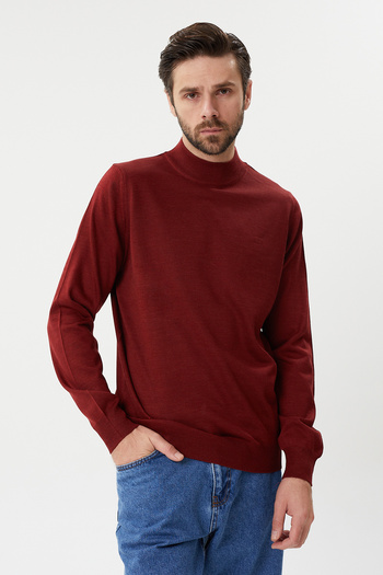 hateko Brick Classic Cut Wool Half Fisherman Sweater