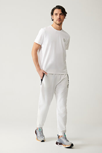 Avva Ανδρικό ύφασμα λευκό ζέρσεϊ 2 νήματα Regular Fit Sweatpants A41Y3416