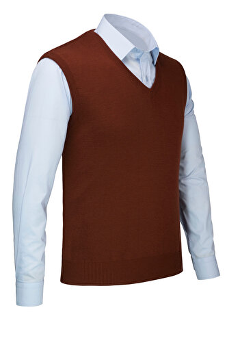 Çizgi Triko Men's V-Neck Knitwear Sweater Color Winter Steel Knit Classic Fit