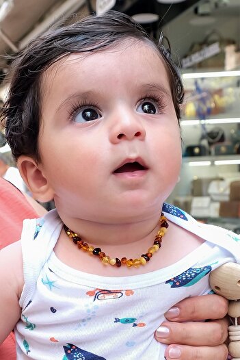 TESBİHCİBABA Multicolor Kehribar Bebek Diş Kolyesi, Bebeklere Hediyelik Kolye