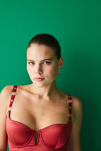 Penti Red Satin Metal Strap Bralette