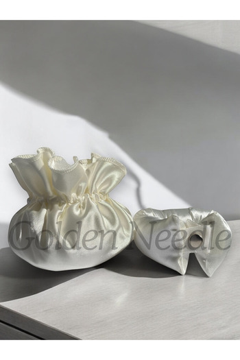Golden Needle 3-Piece Ecru Curler Bonnet Storage Bag - Heatless Hair Styling Sauce