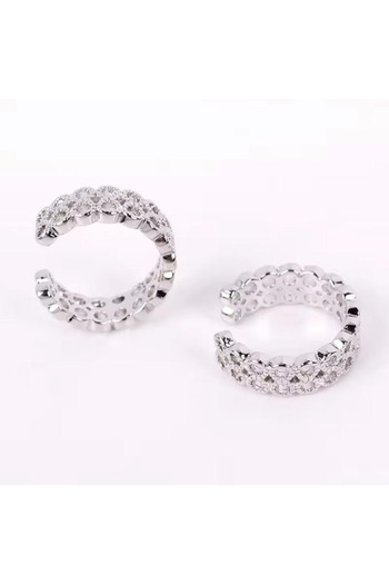 Jaida Moda Unisex Compression Non-Perforated Double Row Circle Model Steel Cartilage Earrings Ear Cuff