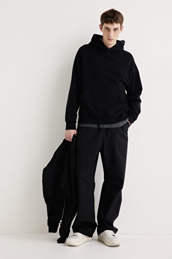 H&M Loose Fit Kapüşonlu Yıkanmış Üst
