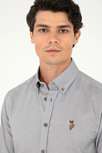 U.S. Polo Assn. Чоловіча сіра з довгим рукавом Basic Gomlek 50293847VR024