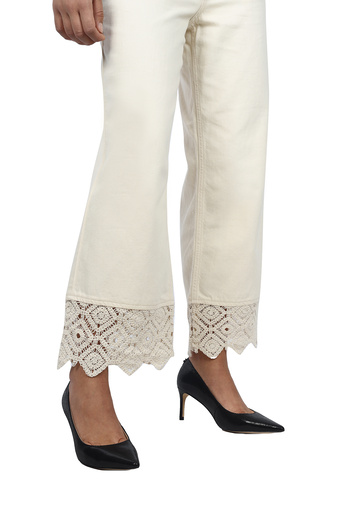 Liu Jo Women's High Waist Cube Detailed Beige Trousers Ua3135Ts037-20304