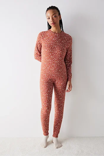 Penti Happy Place Thermal - Dark Orange Trousers and Pajama Set