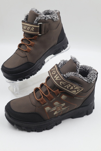 nazenintasarımlar Boy's Wool Zippered Khaki Black Daily Boots