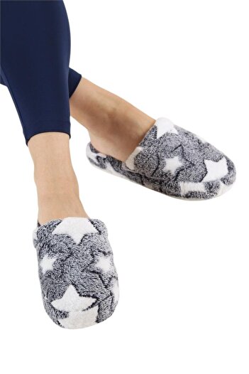 Liger Star Printed Plush Women's House Slippers - Closed, Black