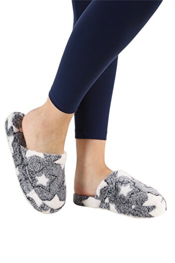 Liger Star Printed Plush Women's House Slippers - Closed, Black