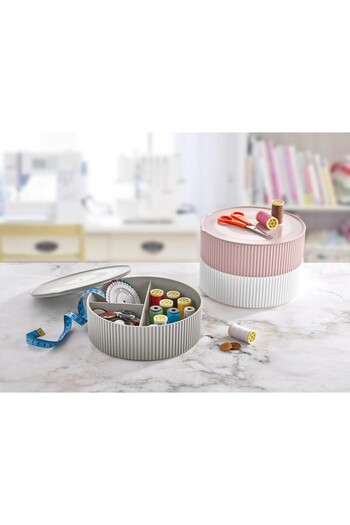 Practika 3 Compartment Storage Container Sewing and Jewelry Box - White