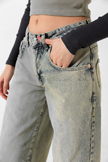Maule Mavi Bol Kesim Denim Geniş Paça Rahat Baggy Jean Kot Salaş Kadın Pantolon @varese