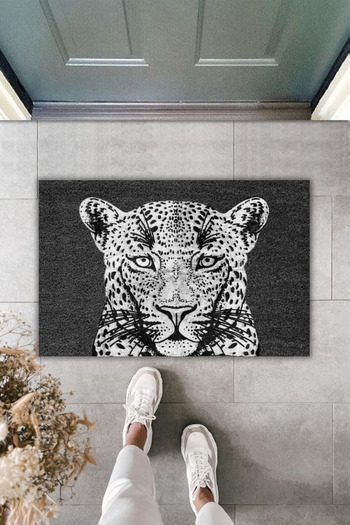Dormot Modern Digital Print - Black Floor Tiger Mat - Door Mat