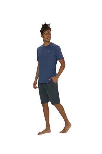 U.S. Polo Assn. BAZA. Polo Assn. Set de pantaloni scurți pentru bărbați, albastru, cu gât rotund
