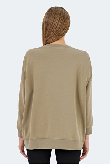 Slazenger Vikenti Sw Oversize Women's Oversized Dark Green Sweatshirt with Pockets