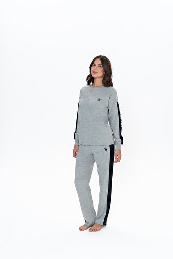 U.S. Polo Assn. Women's Round Neck Stripe Detailed Home Wear