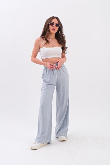 VAPUR TEKSTİL Pantaloni cu diagonală albastră - cu furculiță în față