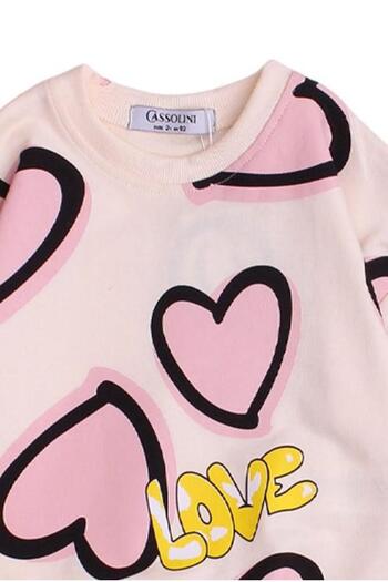 Chicsy Baby Σετ παιδικές αθλητικές φόρμες με μοτίβο Sweet Heart Oversize Bottom Top